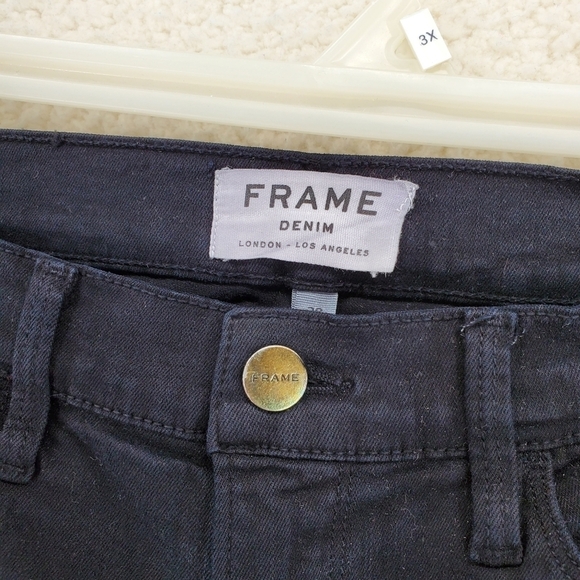 Frame Denim Skinny Jeans Womens 28 (27x28.5) Black Distressed Ankle Grunge - Picture 10 of 15